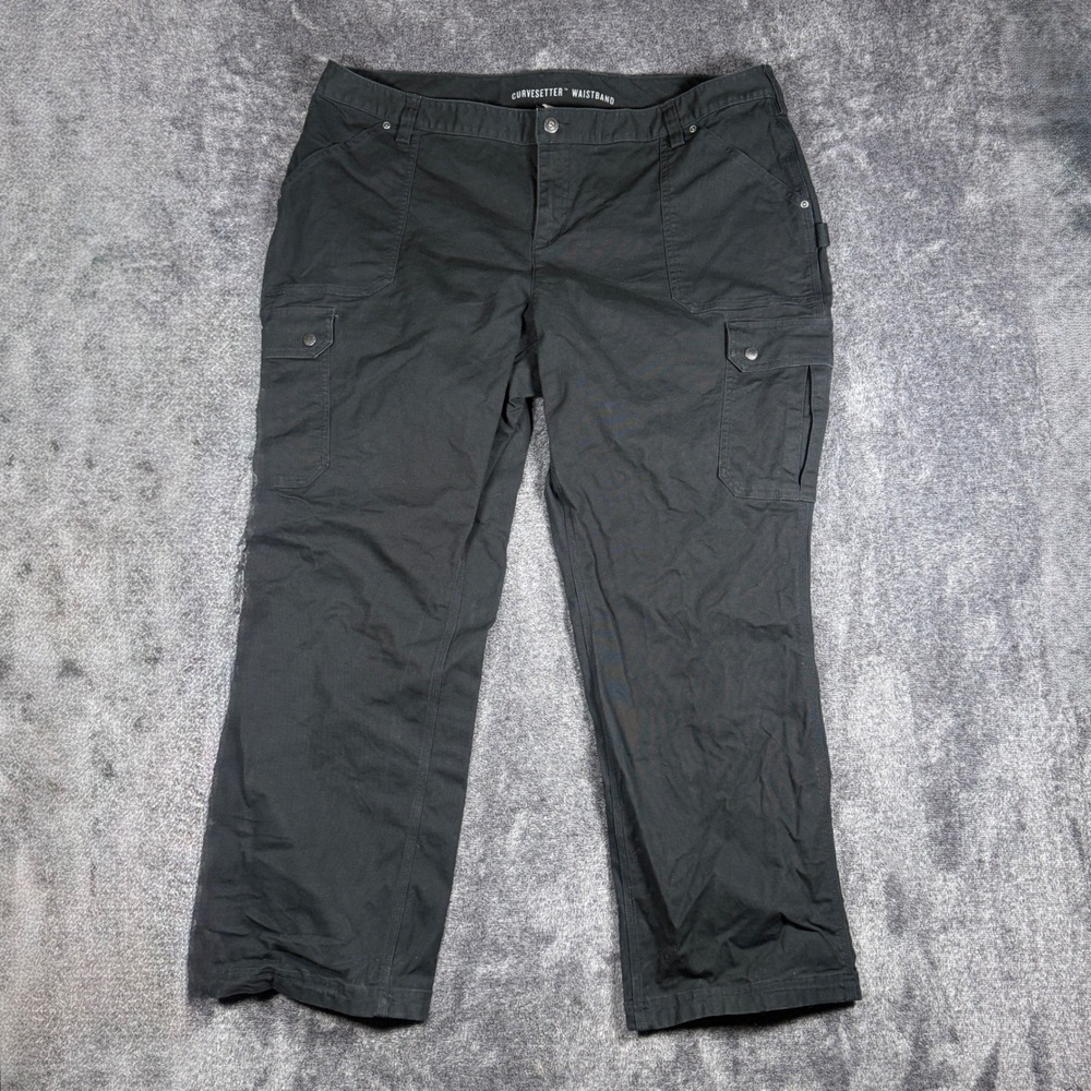 Duluth Trading Co Curvesetter Black Cargo Pants Womens 22W x 31 Utility